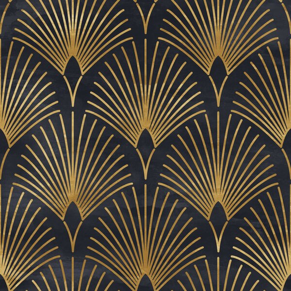 Everly Quinn Dark Art Deco Peel And Stick Wallpaper | Wayfair.ca
